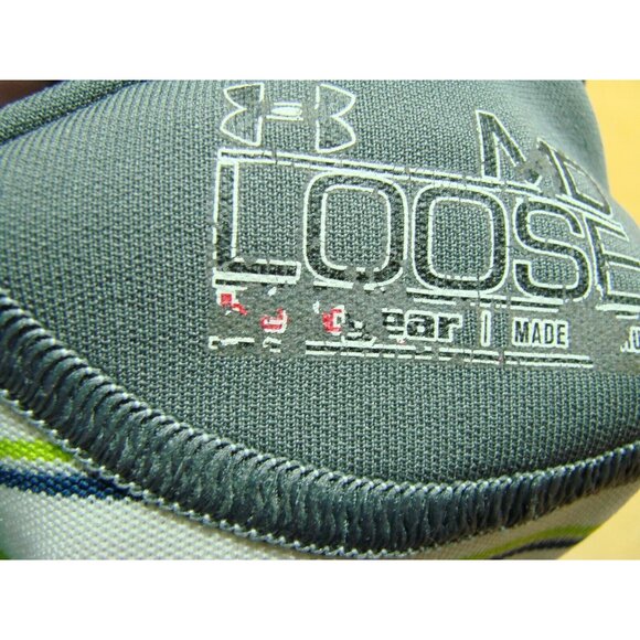 Under Armour Mens Golf Polo Shirt Athletic Medium Green Blue Striped Heat Gear - Picture 5 of 12